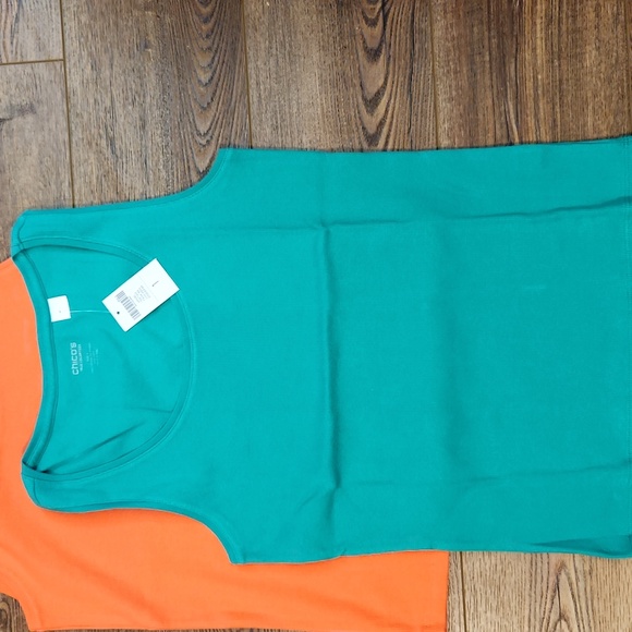 Chico's 3 Tess True Color Tees Tank Tops - Orange Green Blue NWT Small - Picture 6 of 13